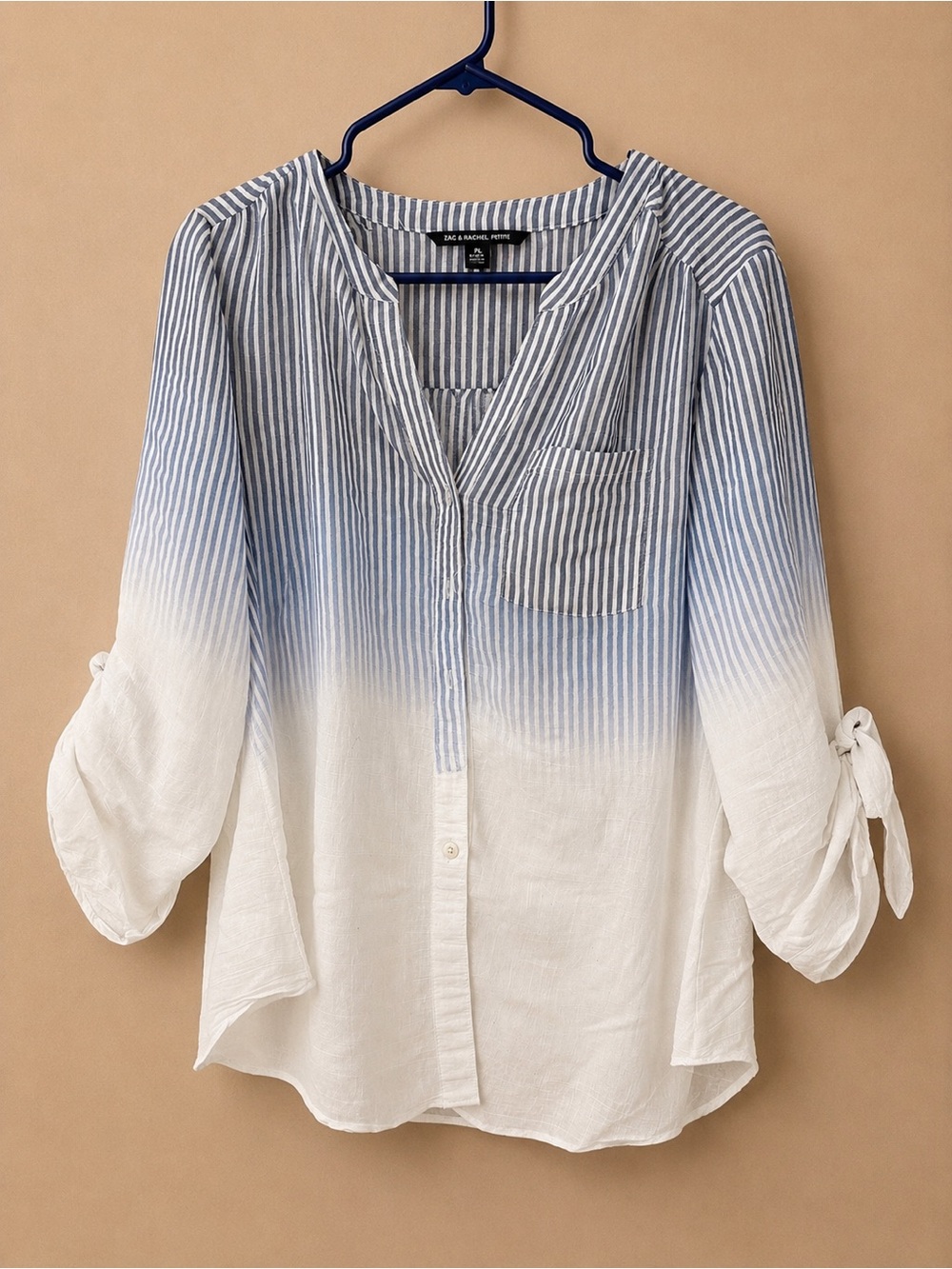 Zac & Rachel Blue and White Ombre Striped Button-Front Shirt
